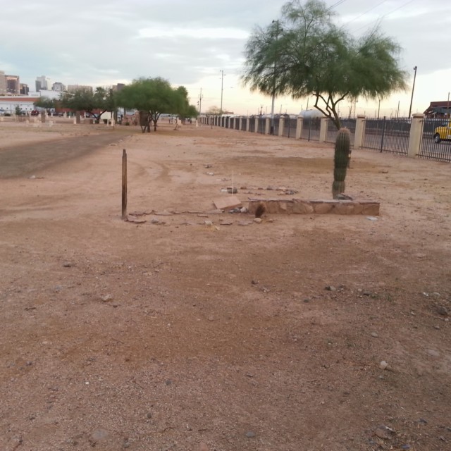Desert cemetery. You can see my moving truck parked outside.