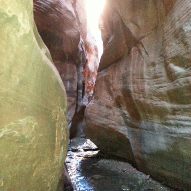 Kanarraville Falls Hike - light infiltration in the slot
