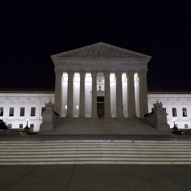 U.S. Supreme Court at night