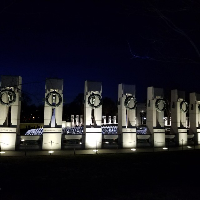 World War II Memorial at night