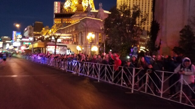 The crowd was really supportive. Since I was running in a kilt, I got lots of shouts and even catcalls. I gave plenty of high fives along this section of the Strip. Las Vegas Rock 'n' Roll Marathon 13