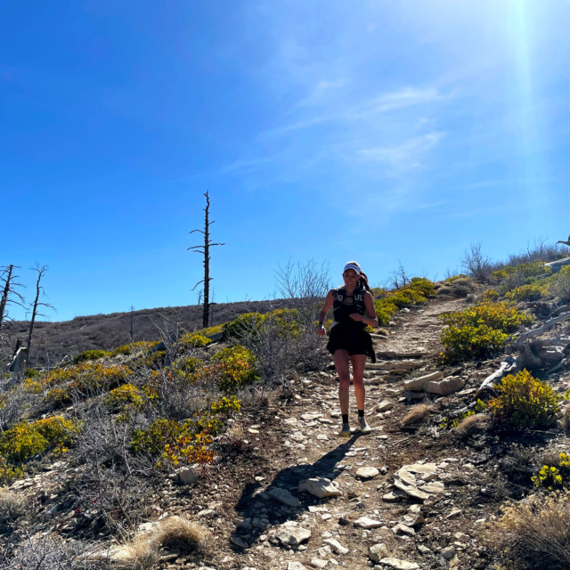 Jayna tackling a downhill stretch near Potato Hollow.
